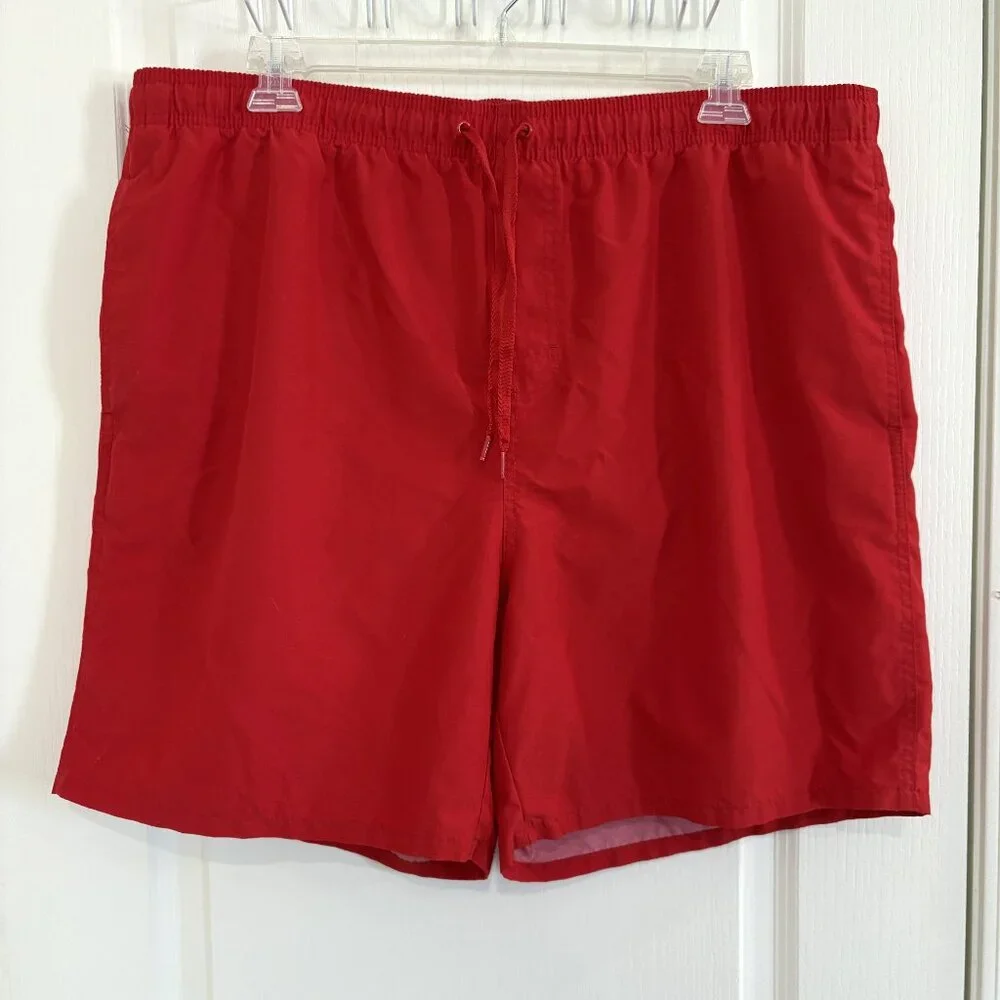 Old Navy Solid Swim Trunks Built-in Briefs Red Men’s Size XXL